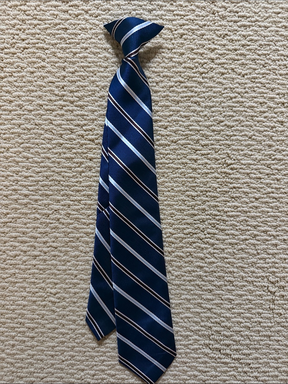 Classic Navy Striped Boys Clip-On Tie